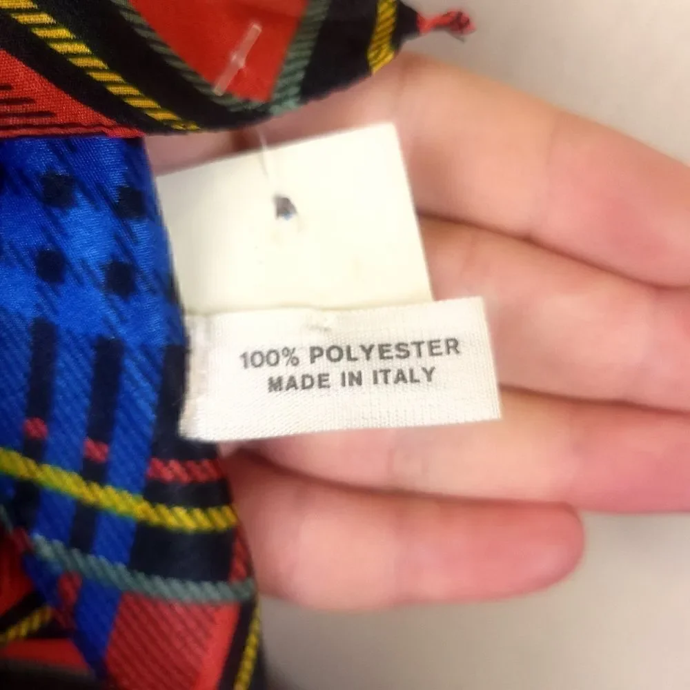 Vintage Red Blue Tartan Print Square Scarf